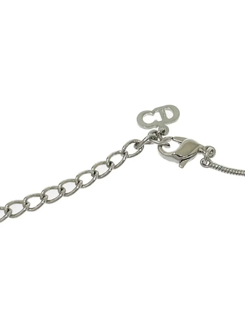 Dior Plated Heart Logo Necklace Silver